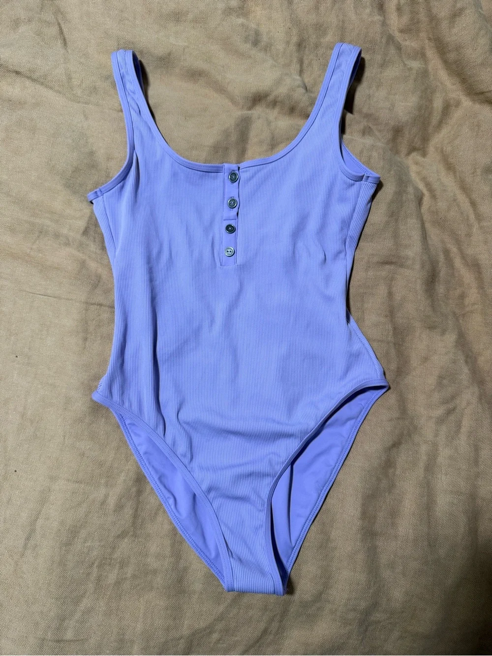 NEW NWT L space float on one piece swimsuit wisteria lavender buttons. low back